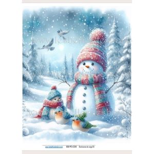 Papier de riz – Bonhomme de neige 04 Moyen