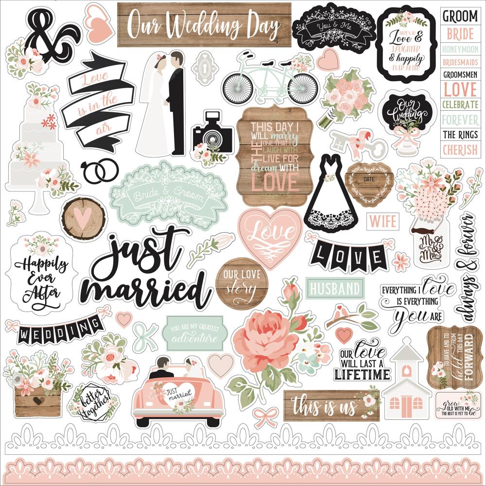 Autocollants pour cartes de mariage 12"X12"