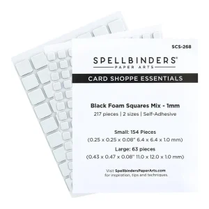 Assortiment de carrés adhésifs en mousse noire – 1 mm